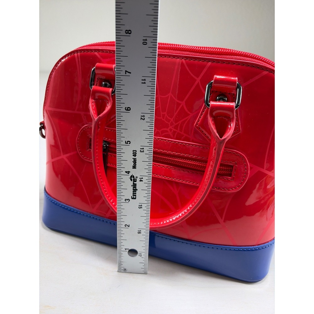 Marvel Spider-Man Red Blue Patent Dome Satchel Bag Universal Studios Purse - Picture 8 of 10